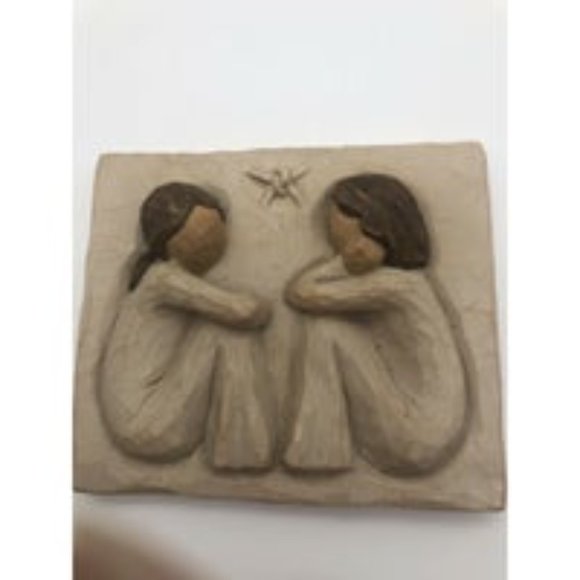 Willow Tree Friendship Sculpted Hand-Painted Plaque FOREVER TRUE~FOREVER FRIENDS - Picture 1 of 4